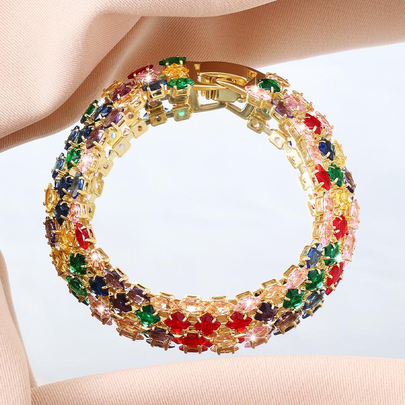 Luxury Shiny Micro Colorful Crystals Women Bracelet Fashion Hand Jewelry