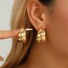 Stainless Steel Double Layer Flower Pendant Earrings For Women Vintage Geometric Irregular Drop Earring Personality Jewelry Gift