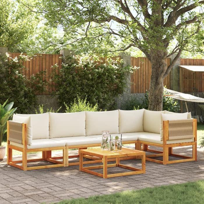 VidaXL 6-Piece Garden Sofa Set with Cushions In Acacia Wood and Rope 3278852
