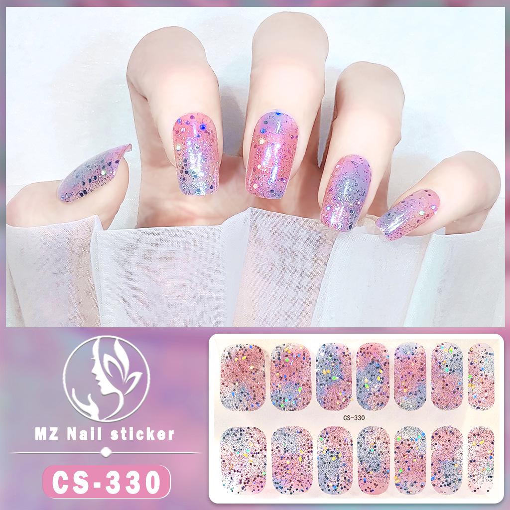 CS Waterproof No-Bake Gel Nail Polish: Full-Cover Korean-Style Multi-Color Glitter Nail Art Stickers