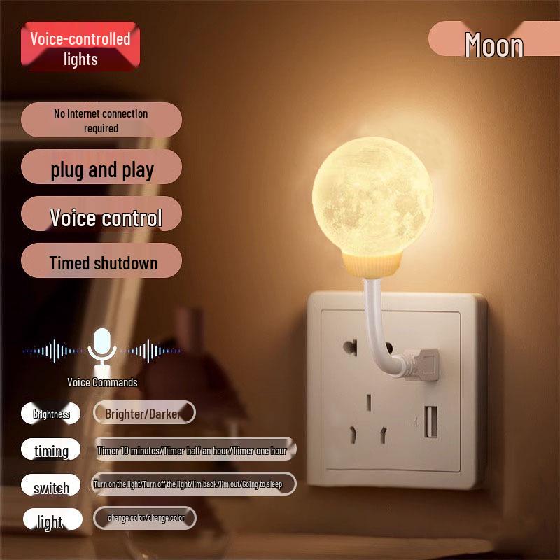 Cartoon Cute Smart Voice-Controlled Night Light USB Bedside Lamp with Sleep Aid