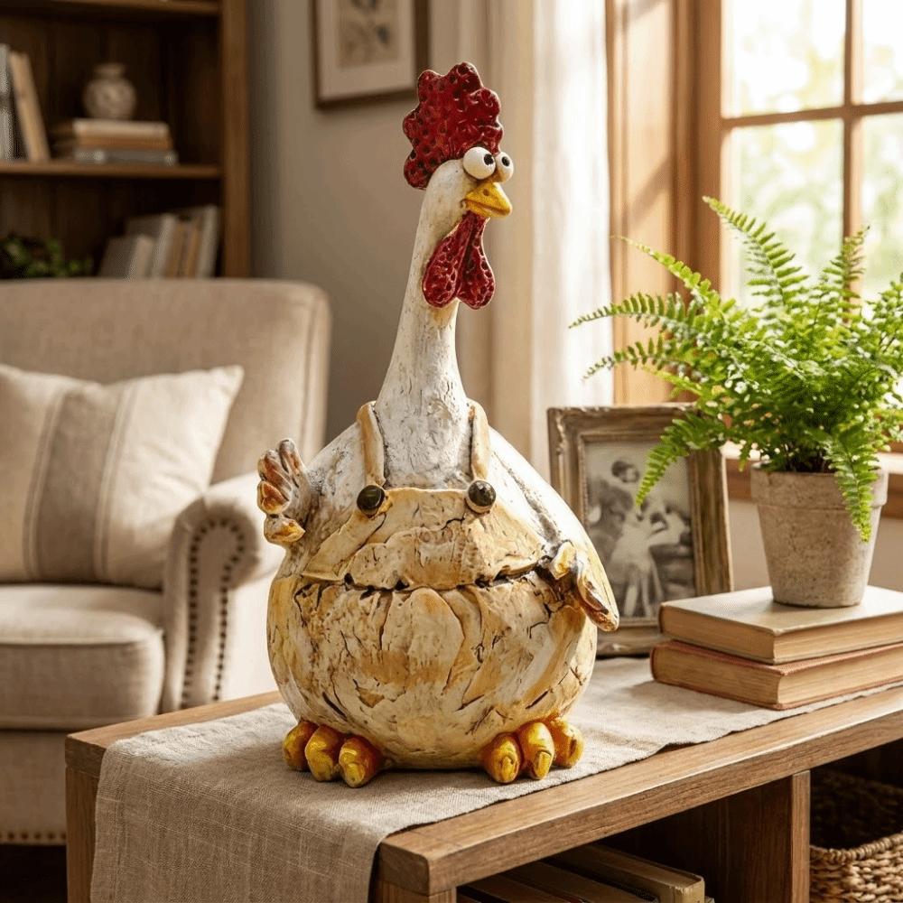 Holiday Decor Cute Rooster Statue Cartoon Animal Shaped Funny Garden Ornament Resin Rustic Yard Decoration Study Room