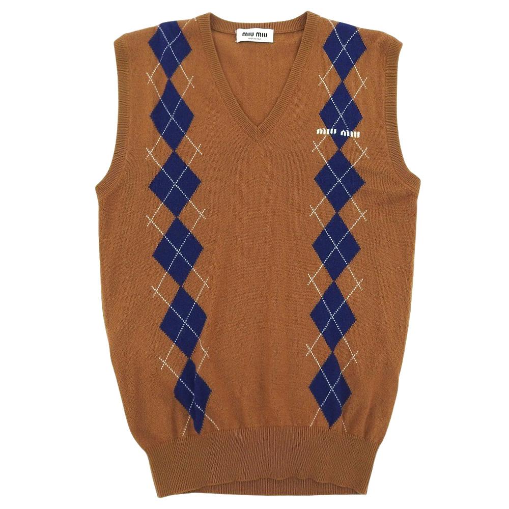 MIUMIU Excellent condition cashmere knit vest, brown, size 36, MMV042, made in 2012 Best 36 BrownUsed