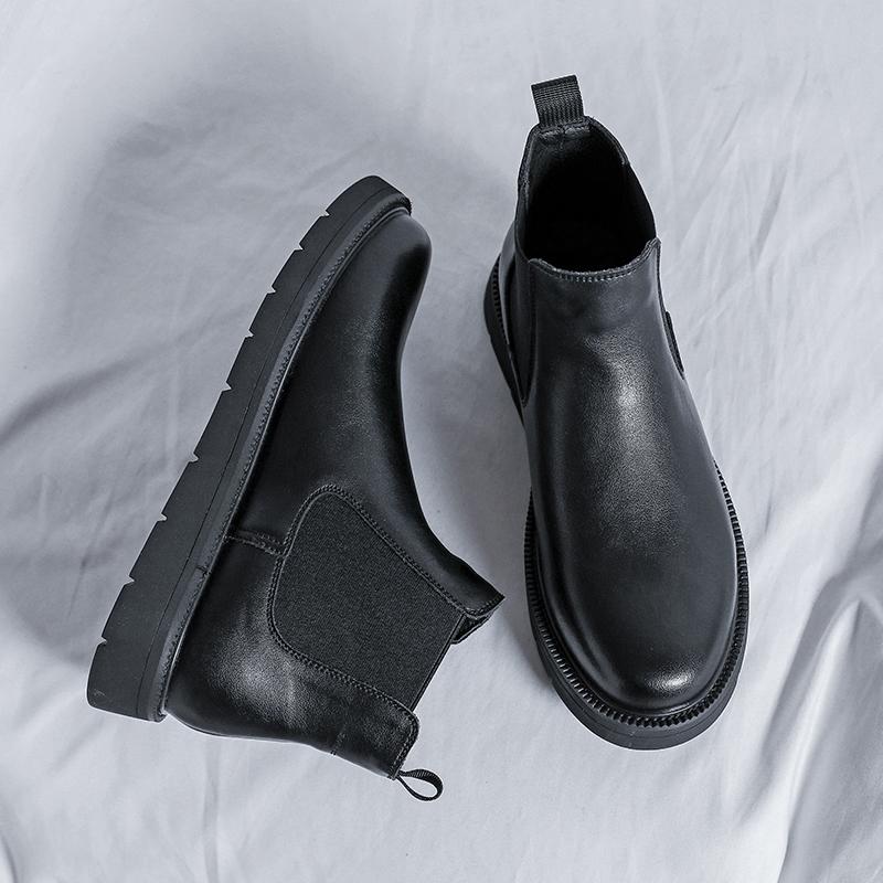 Herbst Winter Herren Knöchelhohe Stiefel Neue Designer Leder Chelsea Boots für Mann Einfarbige High-Top Schuhe Mode Herren Business Schuhe