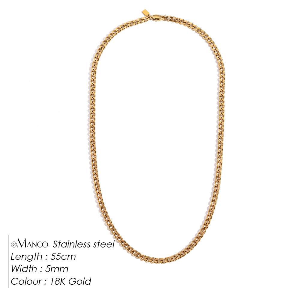 EMANCO Gold Color Stainless Steel Necklace Hip-Hop Style Cuban Chain Element Wear Trendy Fashion Men's Jewelry Necklaces