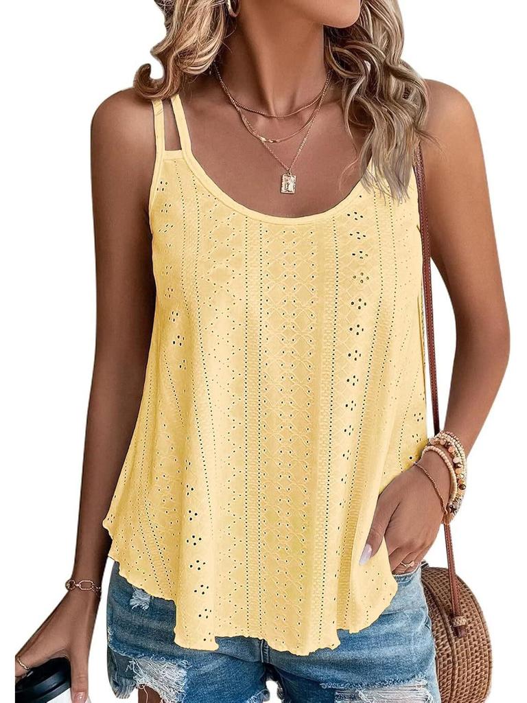 Women's Spaghetti Strap Sleeveless Tank Top - Loose Fit for Summer Vacation 2025