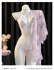 Elegant Japanese Chiffon Kimono Nightgown with Bow Embroidery