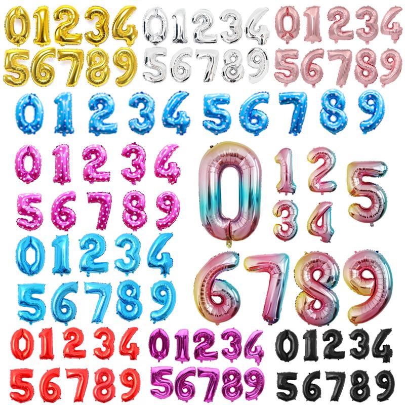 16 32 Inch Foil Birthday Balloons Number Ballon Figures Wedding Happy Birthday Party Decorations Kid Baloons Birthday