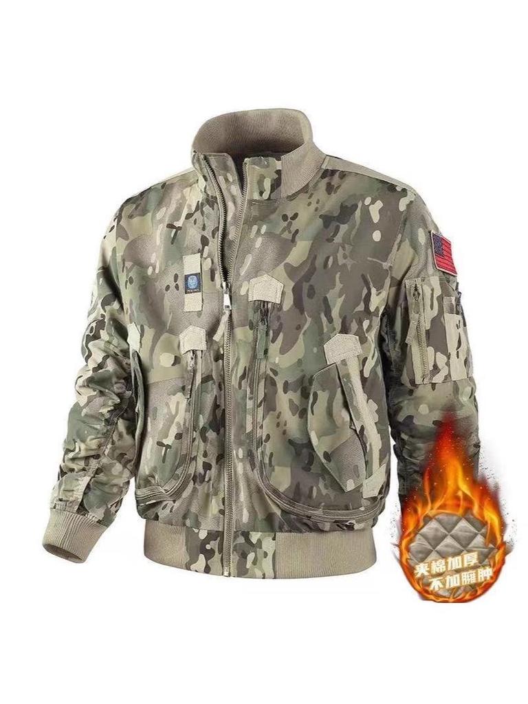 Autumn-Winter MA1 Cotton-Padded Thick Pilot Workwear Baseball Jacket, Loose Fit, Plus Size