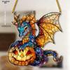 Western Dragon Holding Pumpkin, Great Gift, Acrylic PlaqueCatcher, Bedroom Country Kitchen Interior Decor, Patio Scene Holiday Party Outdoor Decor