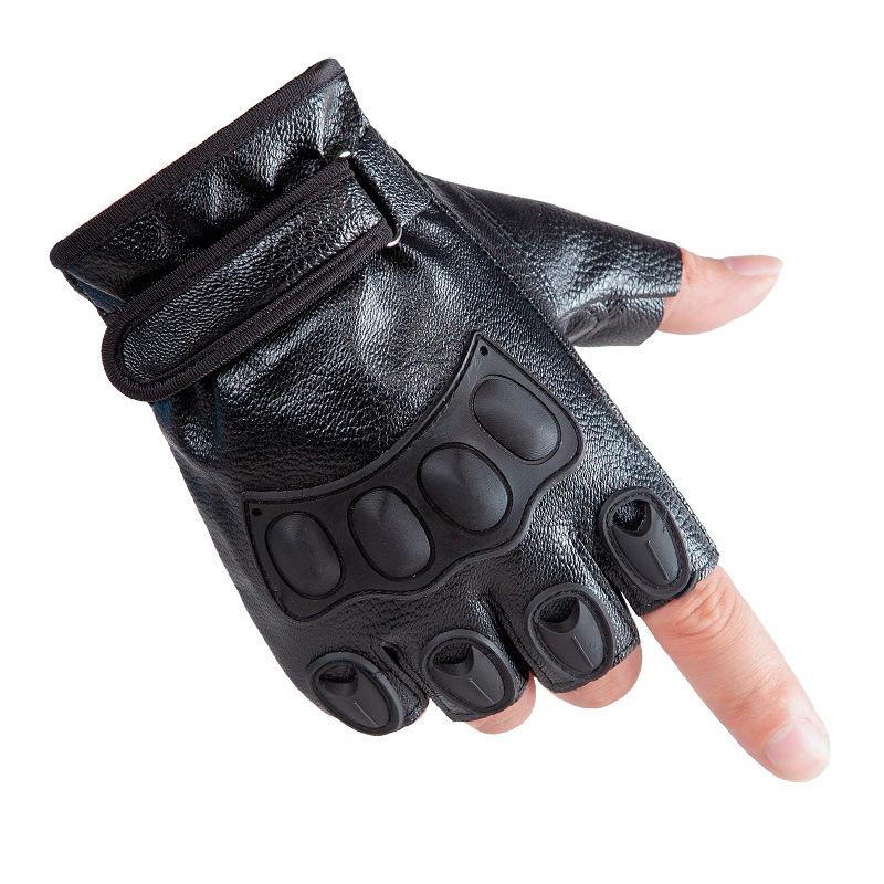 Half Finger Leather Gloves Men and Women Outdoor Sports Cycling Fitness Mountaineering Cross-Fighting Wild Motorcycle Leather Gloves