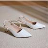 2025 Pointed Toe SolidWhite Women Slingback Sandals Plus Size 35-43 Classic Ladies Pumps Female Sandals