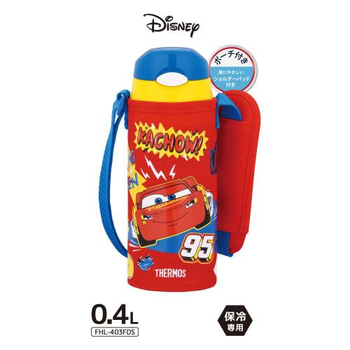 Thermos Vacuum Insulated Straw Bottle, 400ml, Cars Design, Red, for Kids, Perfect for School or Kindergarten, FHL-403FDS R