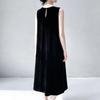 Elegant Mulberry Silk Velvet Sleeveless A-line Dress