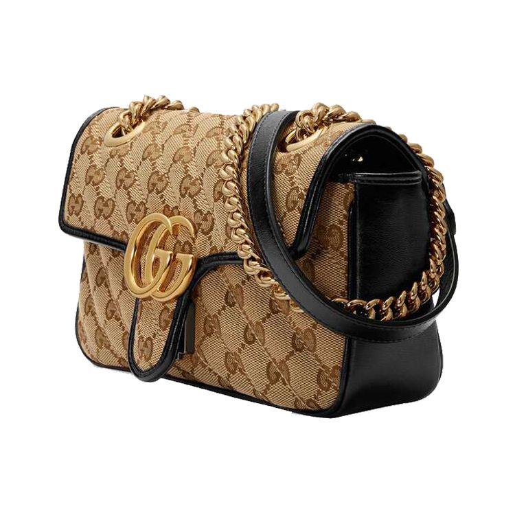 Gucci GG Marmont Mini Bag Beige Ebony/Nero Women Bags Tan 446744-HVKEG-9772