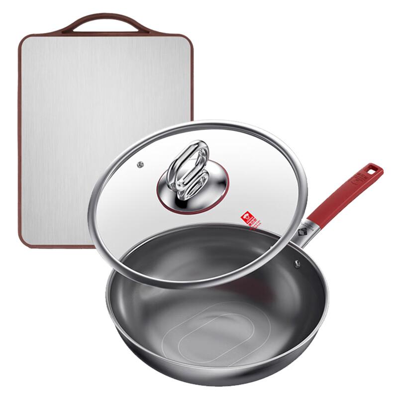 Kangbach 2-Piece Titanium Stainless Steel Wok & Cutting Board Set