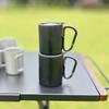 Taza de Camping para Exteriores Taza de Café de Viaje Taza Térmica con Asa de Mosquetón y Tapa