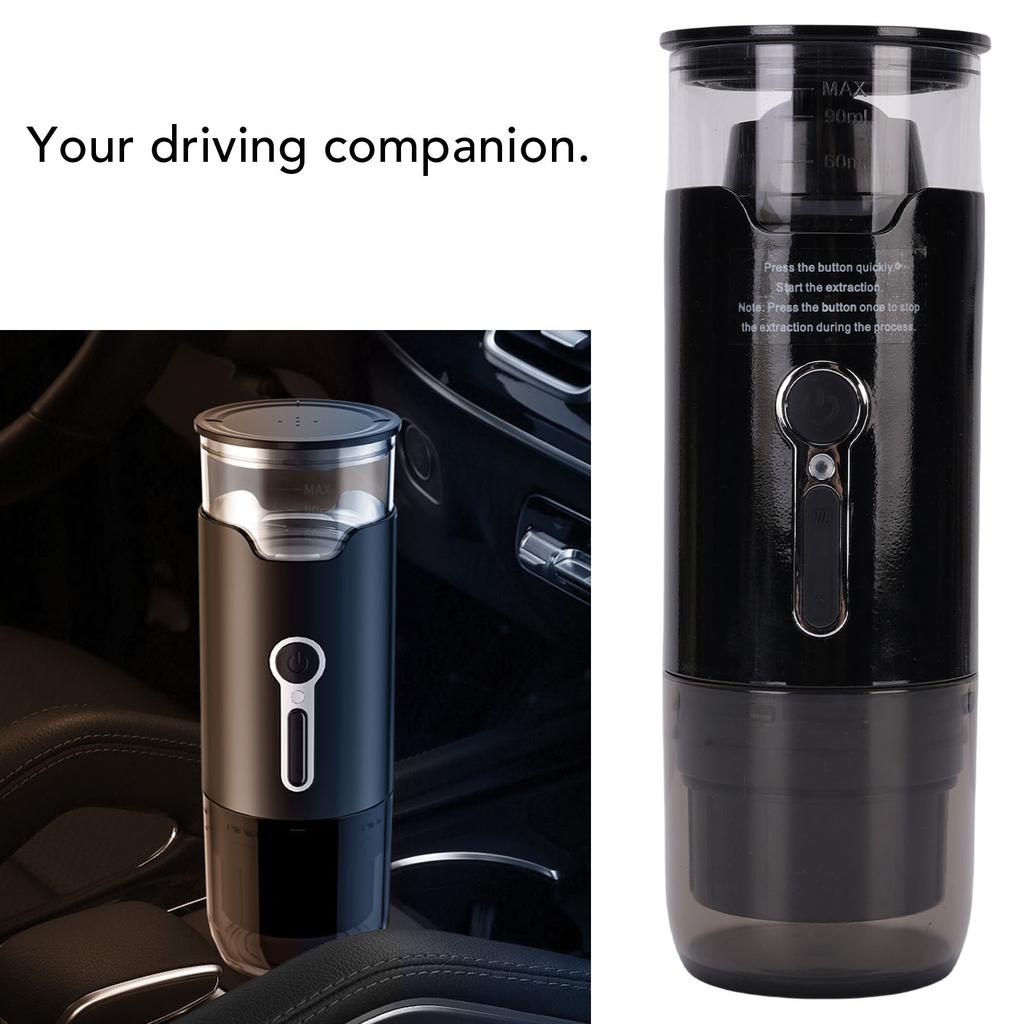 Travel Coffee Maker for Camping Car Coffee Maker Cordless Heating Automatic Coffee Machine Compatible with Ground Coffee Capsule for Hiking Office
