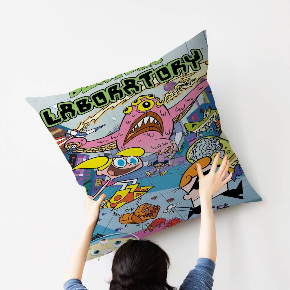 Kreslený D-Dexterova laboratoř Personalizovaný obrázek text domácí dekorativní polštáře Domácí dárky 45x45cm