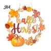 Hello Autumn Wood Plaque Harvest Wooden Wreath Pendant, Front Door Hanging Ornaments with Hemp Rope, Natural Fall Sign Pumpkins Maple Leaves