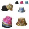 Stilvoller Hip-Hop Street Laser Metall PU Fischerhut für Männer Frauen Bühnenauftritt