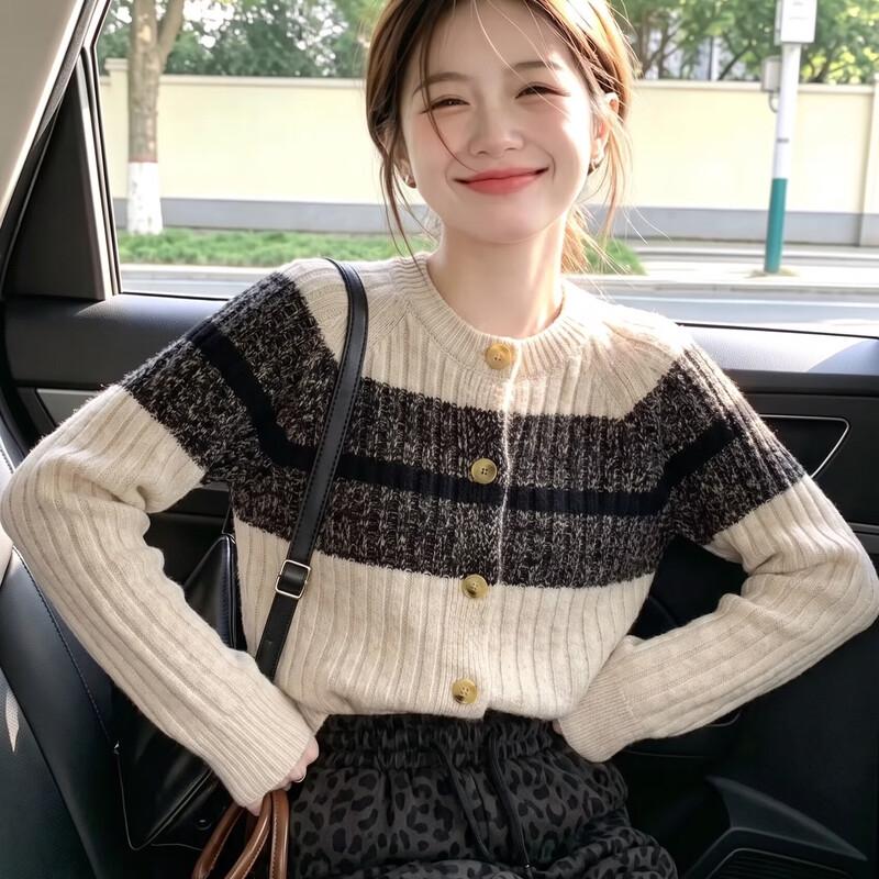 Zose Relaxed Fit Striped Knit Cardigan