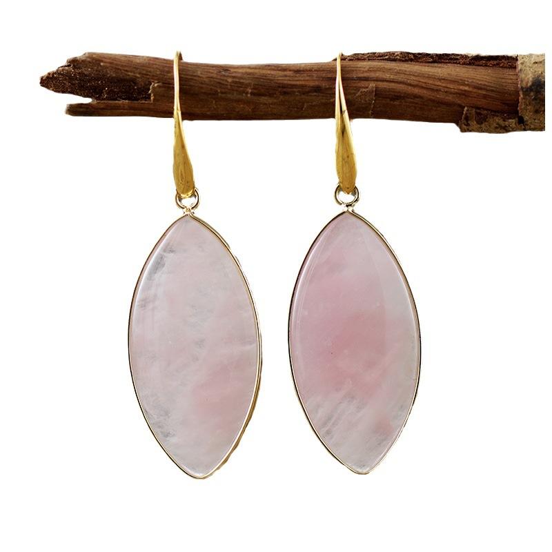 New simple pink crystal pendant earrings earrings popular natural stone jewelry in Europe and America