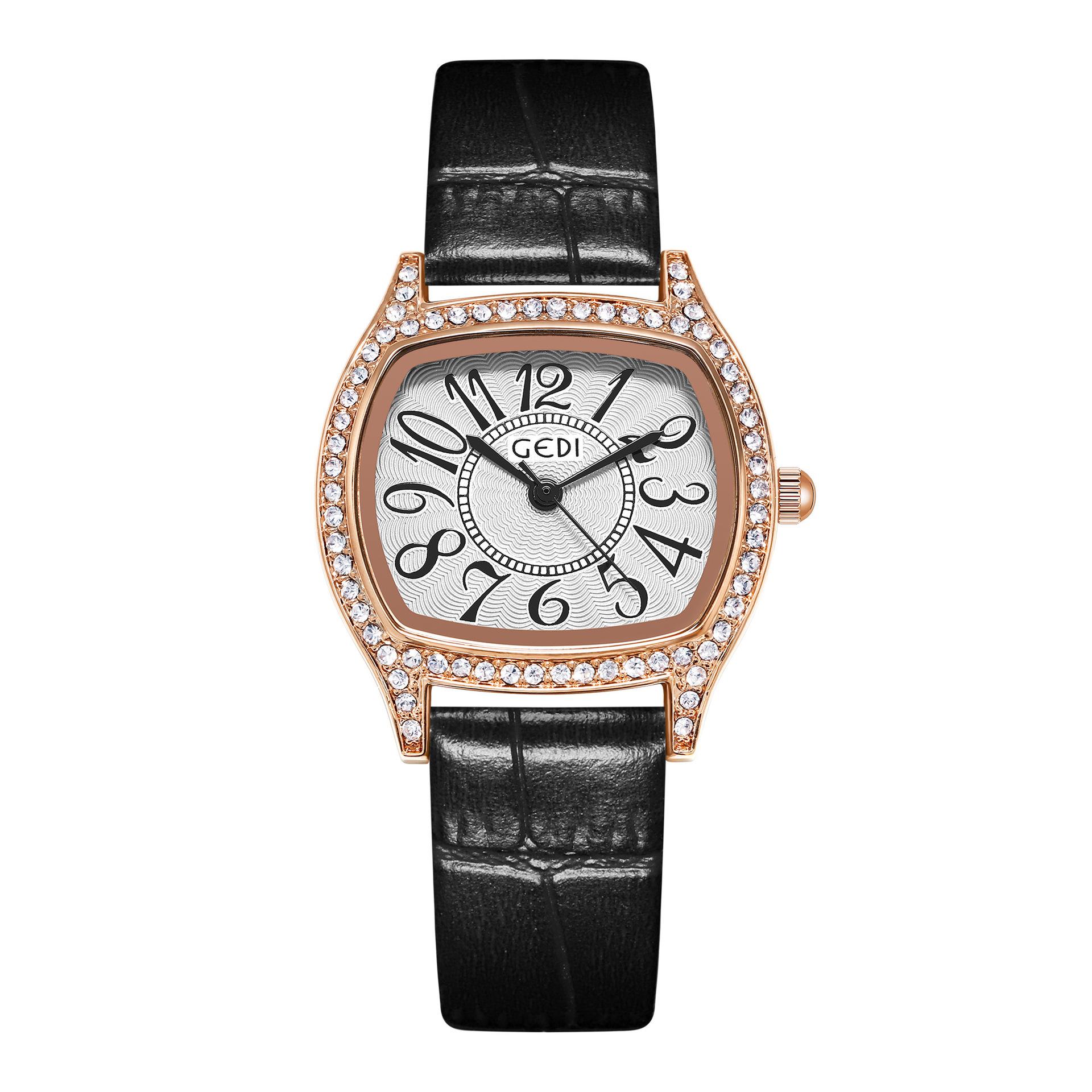 Retro Wine Barrel-Shaped Luxury Diamond-Encrusted Waterproof Belt Quartz Women S Watch