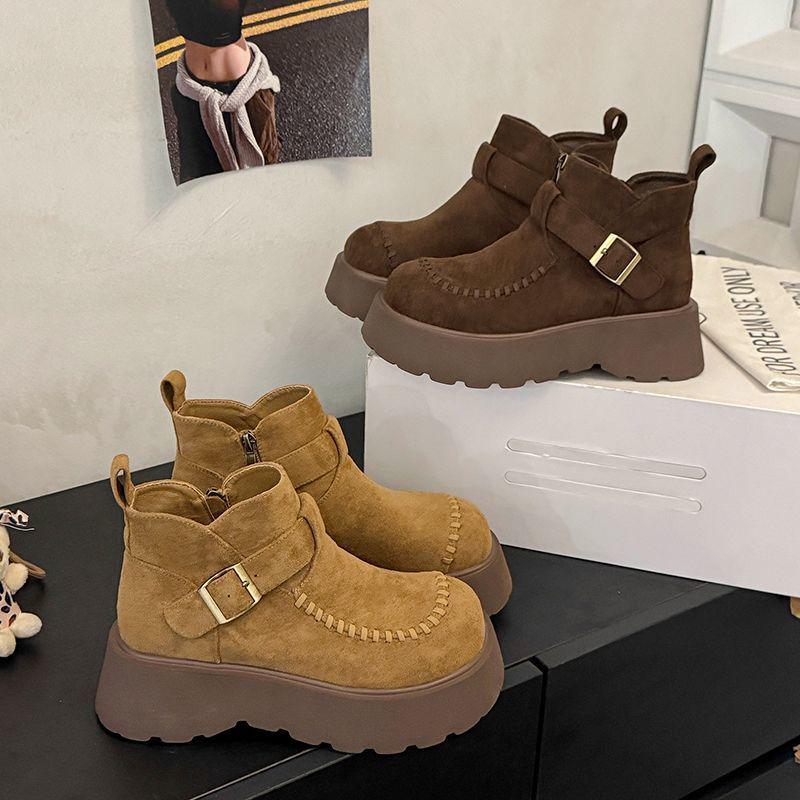 

Женские ботинки мартин на ретро-платформе 2025 - Увеличивающие рост, на толстой подошве, незаменимые осенью, универсальные и стройнящие. Default Option