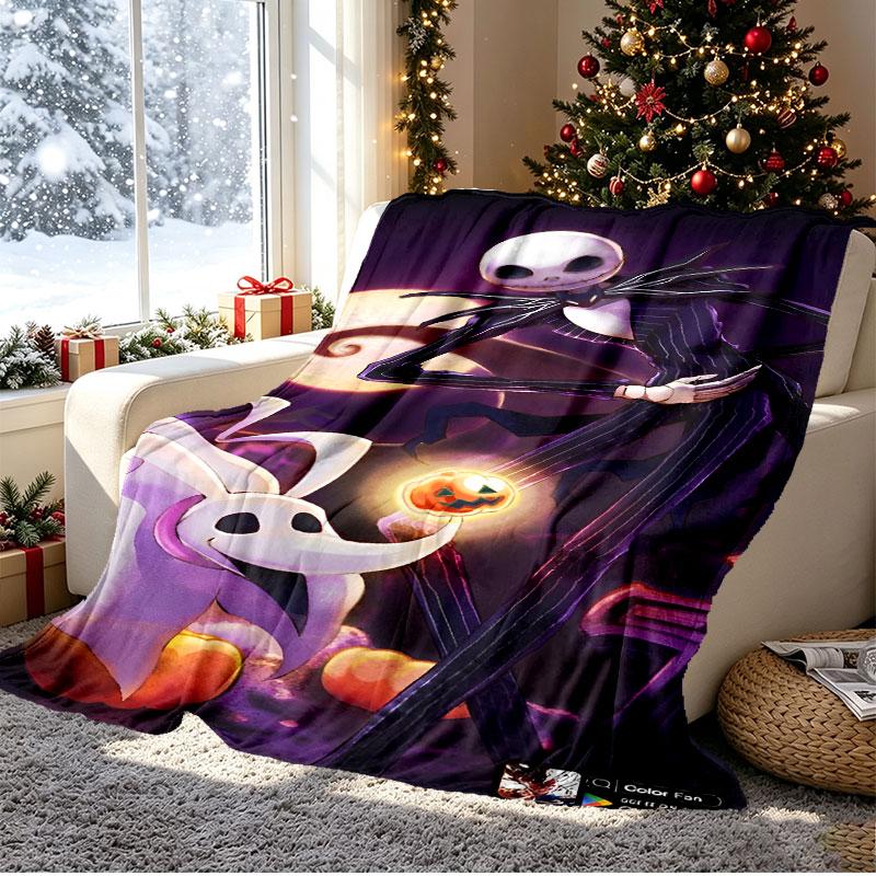 The Nightmare Before Christmas Pattern Blanket for Home Decoration, Bed, Sofa, Car Travel, Camping, Suitable for All Seasons, Birthday Christmas Gift