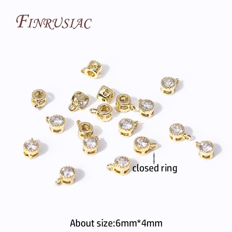 2 Sizes 18K Gold Plated Shiny Zircon Charms Pendants For Necklace Making,Rhodium Plated Round Pendants DIY Jewelry Accessories 4 Pieces