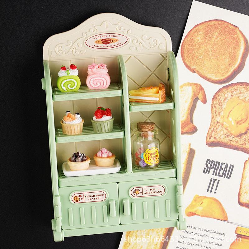 Play House Toy Simulation Dining Rack Refrigerator Sticker Mini Supermarket Doll House Miniature Scene Model Small Ornament Shelf