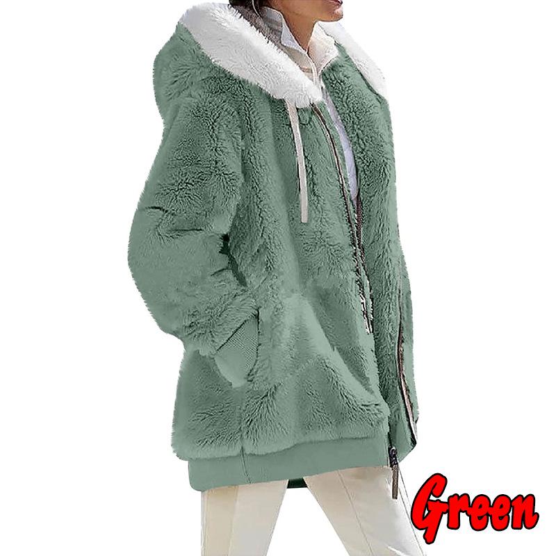 Giacca con cappuccio e zip in peluche da donna Autunno/Inverno
