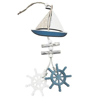 Holzanhänger im maritimen Stil Ozeanwind-Handwerk Kleiner Fisch Boot Innovatives Accessoire Wandbehang Dekoration Anhänger Heimdeko