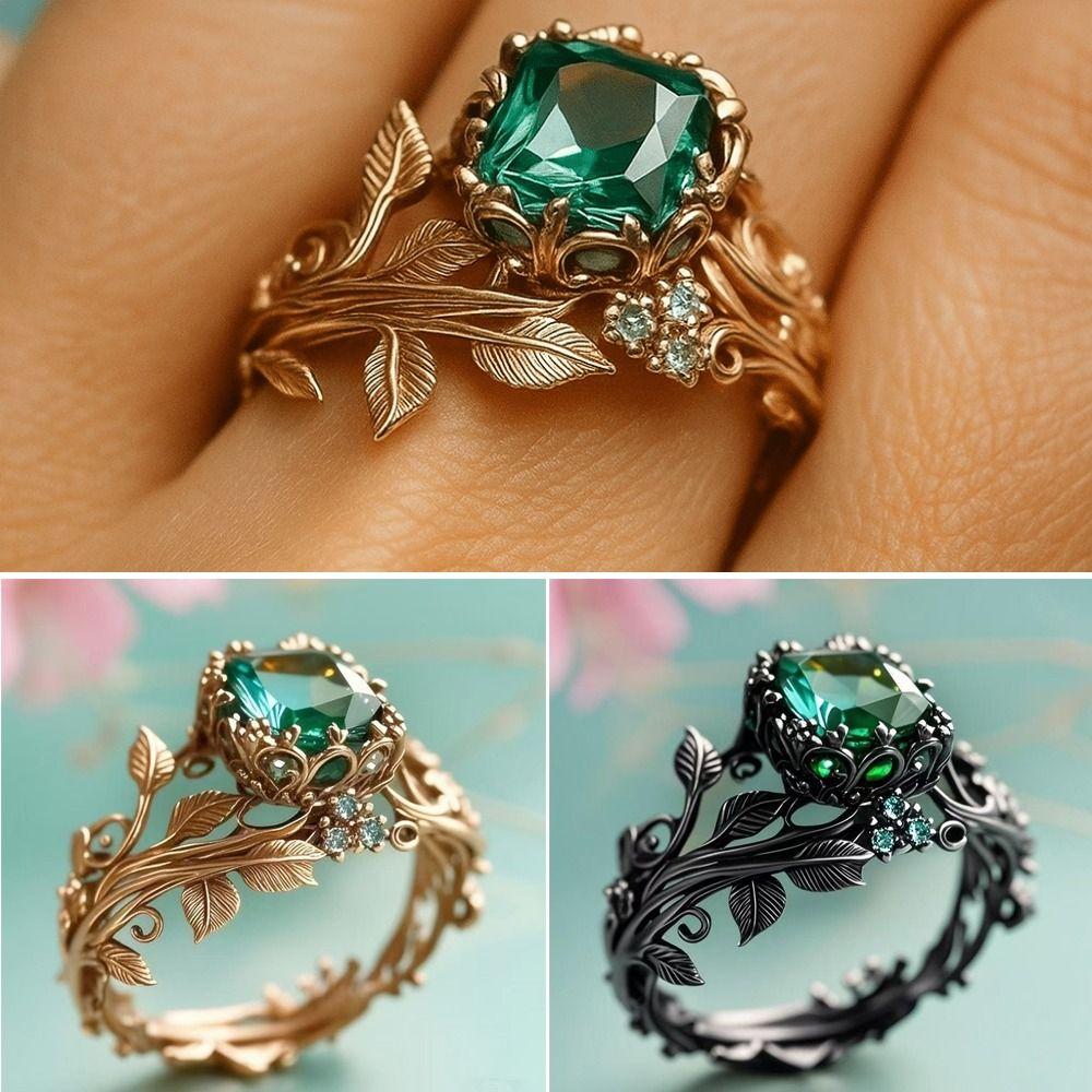 with Green Stone Trendy Rings Fade-Resistant Personalized Rings Jewelry Accessories