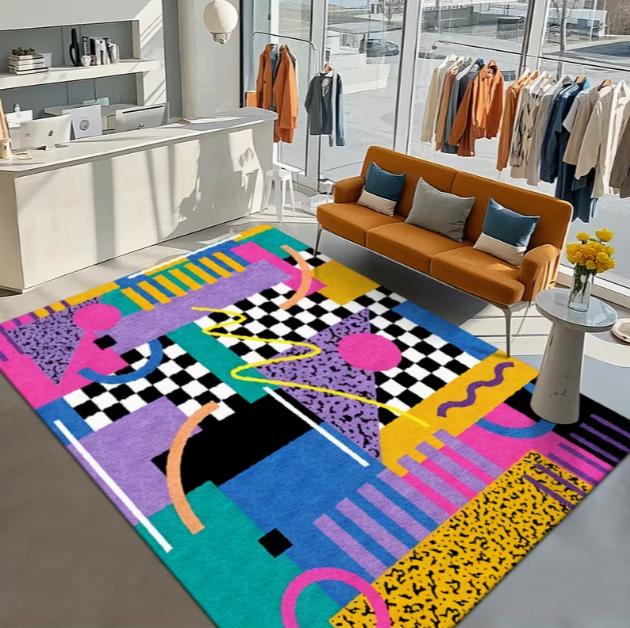 

Abstract Blue Orange Black White Grey Rice Carpet Modern Style Living Room Bedroom Corridor Coffee Shop Space Floor Mat 40x60cm