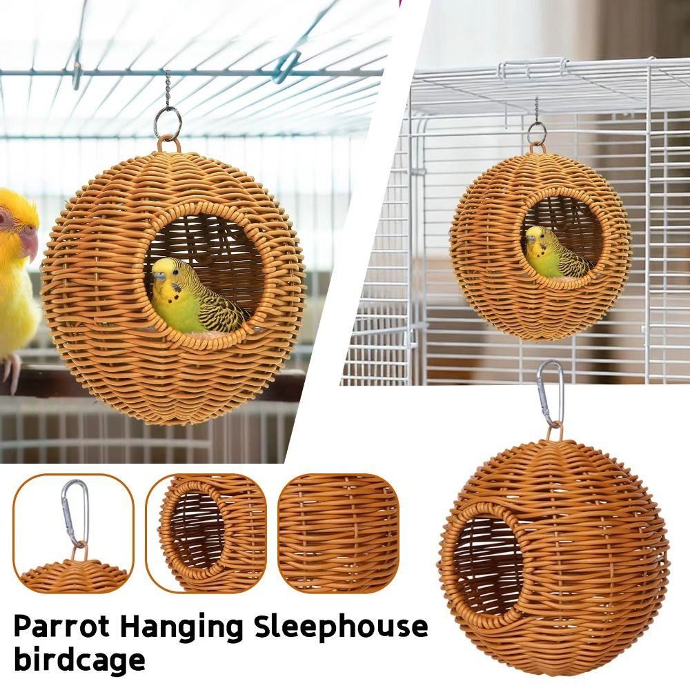 Breathable Woven Bird Nest Wear-resistant Bird Breeding House Bird Hammock for Cage  Balcony