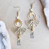 Vintage Hollow-out Butterfly Pendant Earrings Bohemian Moon Moth Ear Hooks Natural Stone Jewelry Accessory Gifts For Women Girls