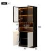 LED-Illuminated Glass Display Cabinet, Tall Cabinet 80x30x180 cm - Tempered Glass, Open Shelves, 2 Doors. Suitable for Living Room and Dining Room
