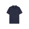Solid Color Knitted Short Sleeve Polo Shirt Men Tops Navy-Blue L223M110-00DU