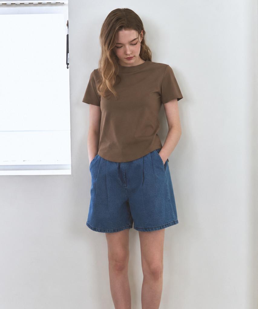 Deuloupisumeon Supima Silket Slim Short Sleeve T-Shirt [Beige]