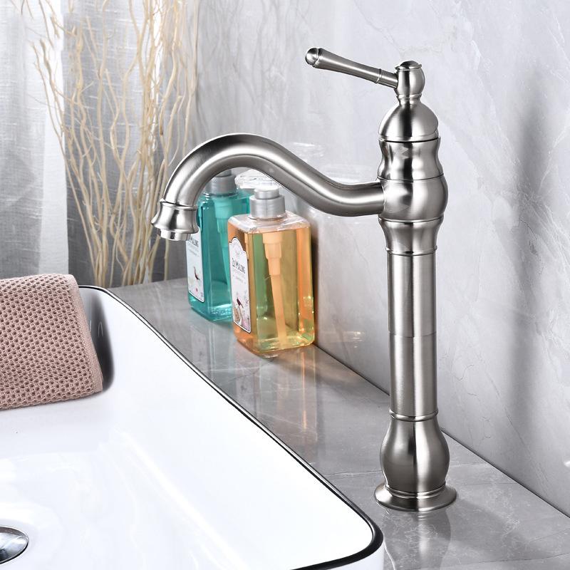 Antique Brass Basin Vessel Sink Faucet Deck Mounted Single Hole Cold Hot Water Mixer Tap Bathroom Basin Faucet Mixers Taps Black