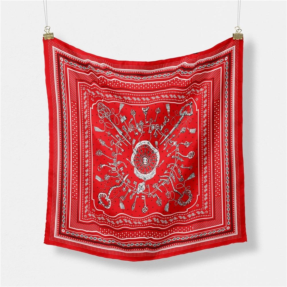 European 53CM Personalized Hip-hop Style Geometric Cashew Women Decorative Small Square Scarf Printed Hijabs For Women