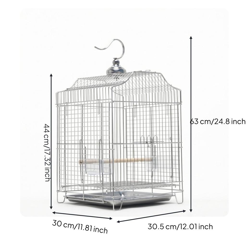 Bird Cage with Pull-out Tray Stainless Steel Hanging Sturdy Enclosure