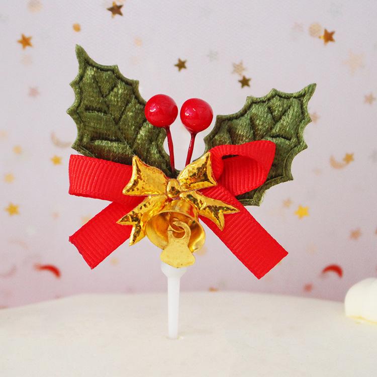 10pcs Christmas Cake Decoration Card Grass Circle Leaves Sika Deer Christmas Tree Gift Package Birthday Baking Dessert Counter Flag