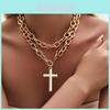Cross Necklace For Women With Geometric Alloy Pendant Minimalist Jewelry For Summer
