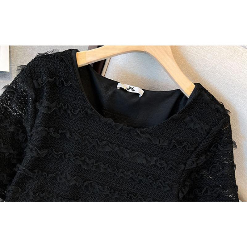 Dámské šaty větší velikosti Letní francouzské krajkové šaty Rovné midi šaty