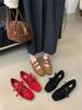 IPPEUM Women Ballet Flats Red 2025 New Summer Mary Janes Zapatos De Mujer Ballerina Shoes