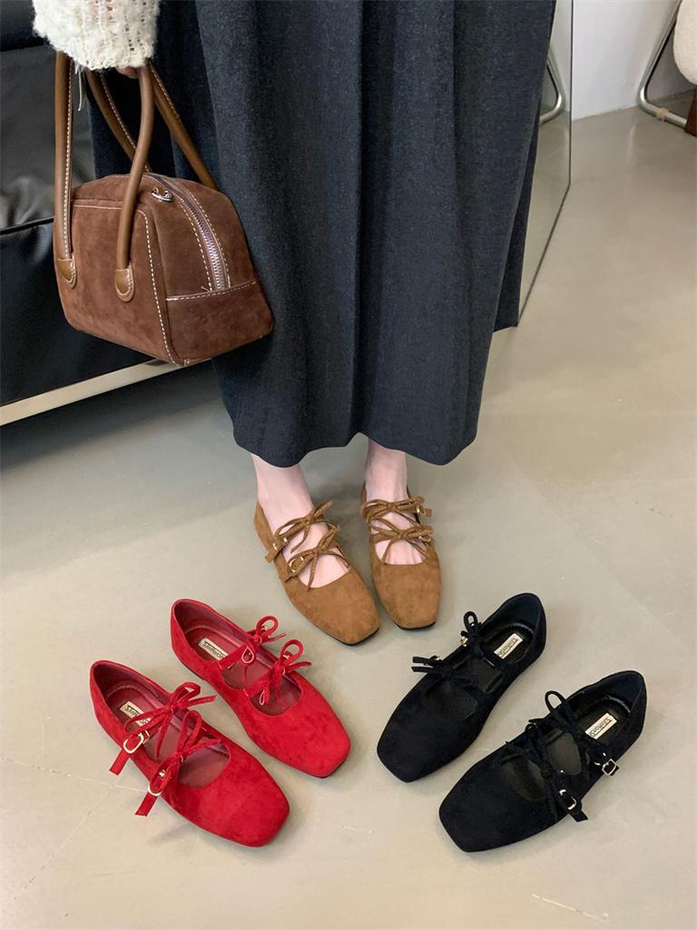IPPEUM Women Ballet Flats Red 2025 New Summer Mary Janes Zapatos De Mujer Ballerina Shoes