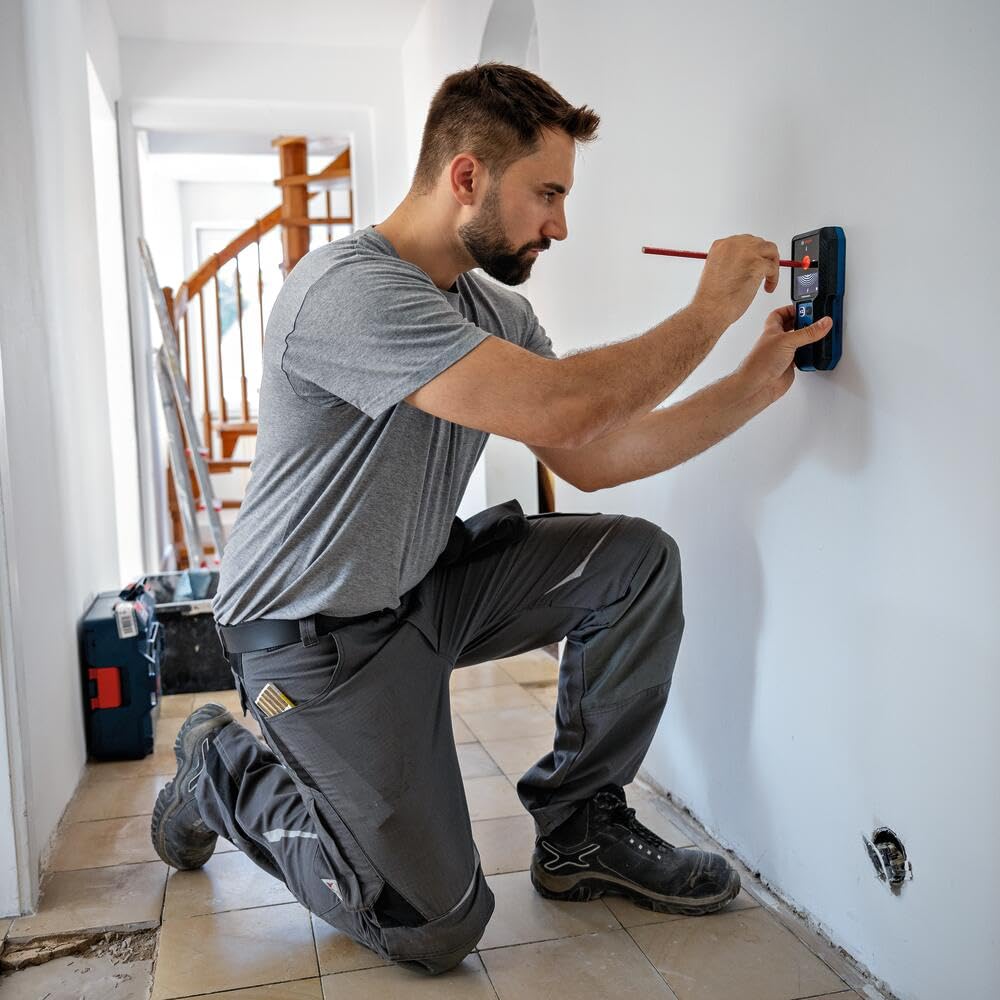 BOSCH Duvar Tarayıcısı ve Saplama Bulucu Duvarların Arkasındaki Metal ve Canlı Telleri Algılar 2 AA Pil ve Kılıf Dahil GMS120-27 Ahşap, -